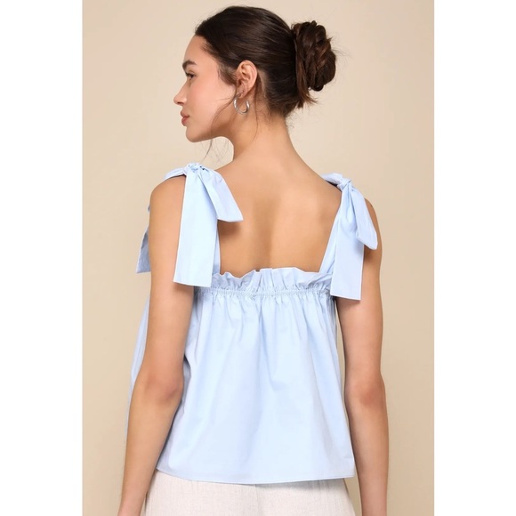 Lulu's Light Blue Sleeveless Blouse - Picture 4 of 6
